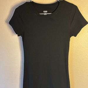 PINK lightweight ribbed cotton  black T-shirt, form fitting dress like new size